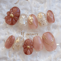 (087)pink Brown×mirror Flower