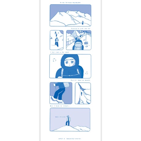 渡邊直子×おおがまめお　コラボsummit漫画手ぬぐい  Sapphire Blue