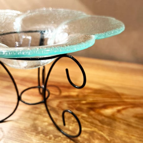 バリガラス　フラワーオブジェ　21cm　水盤　水蓮鉢