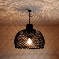 ラタンのポットランプ ブラック