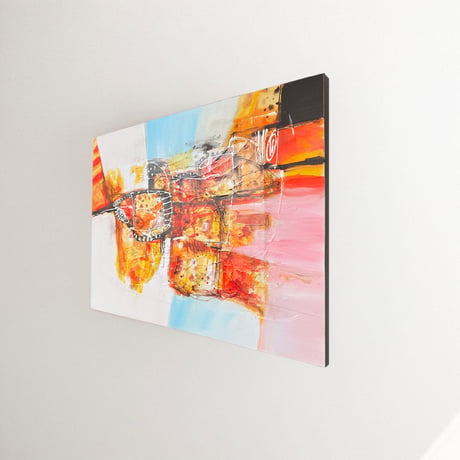 パステルトーンのモダンバリアート　ピンク 60×80(cm)