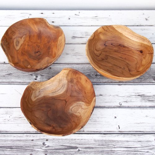 木製 大きな円錐形ボウル チーク無垢材 チーク無垢材ボウル