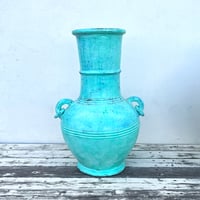 テラコッタフラワーベース　ターコイズＬ