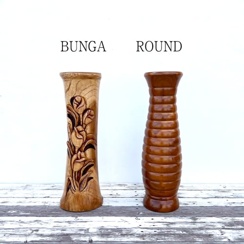 チーク無垢材のフラワーベース L ROUND | インテリアショップPasar