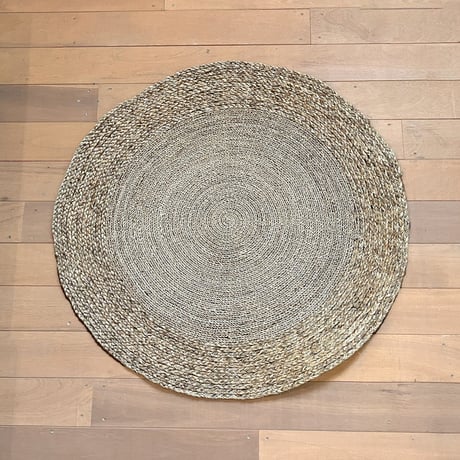 ウォーターヒヤシンスとシーグラスのラグ　φ100-120(cm)