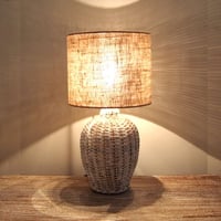 ラタン ホワイトボールランプ