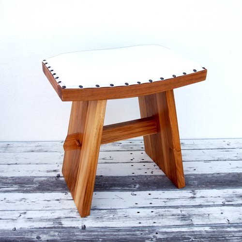 CORIGGE MARKET 本革 スツール アジアンチーク 無垢材 レトロ ①