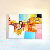 パステルトーンのモダンバリアート　ピンク 60×80(cm)