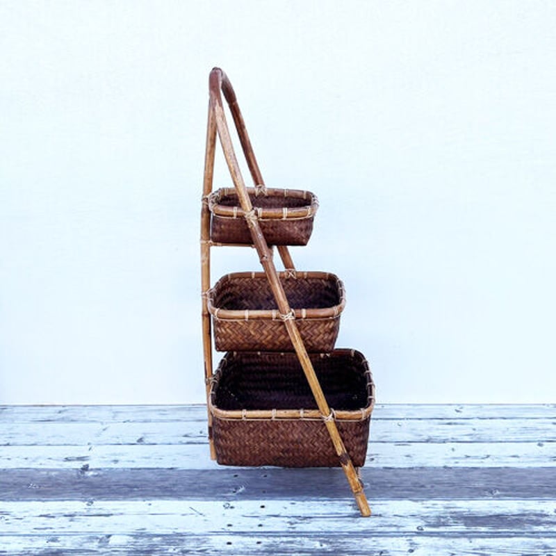 バンブーの3段バスケット スクエアS | インテリアショップPasar