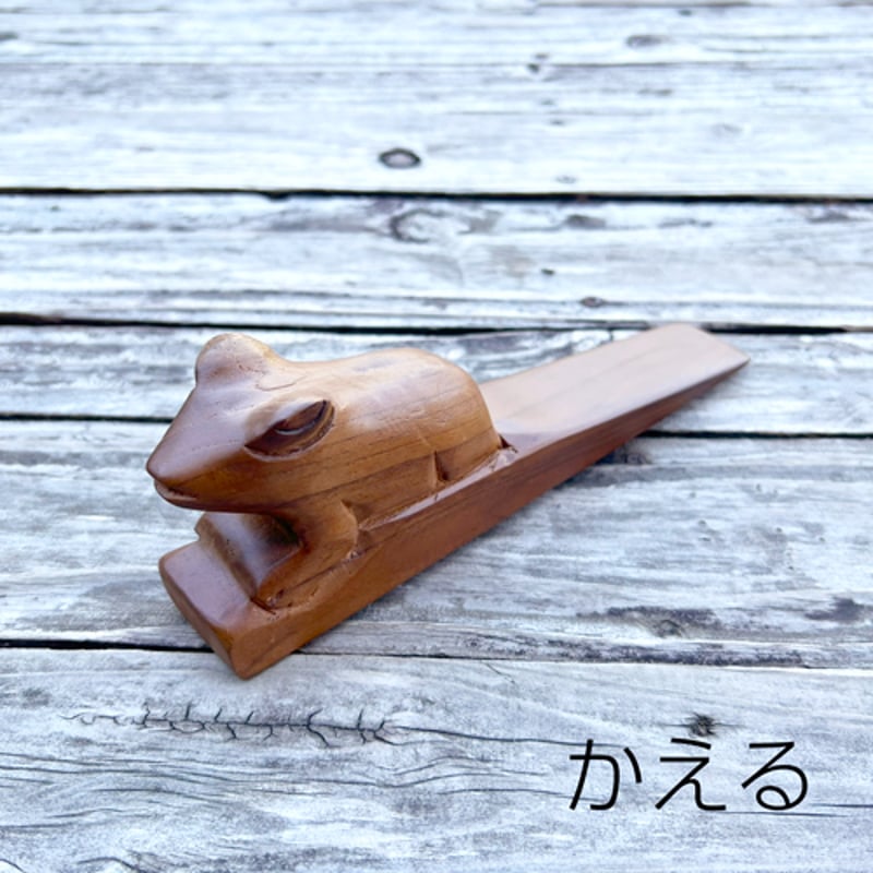 チーク無垢材のアニマルドアストッパー ナチュラルブラウン