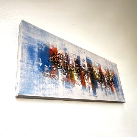 モダンアート　ブルー　120×45(cm)