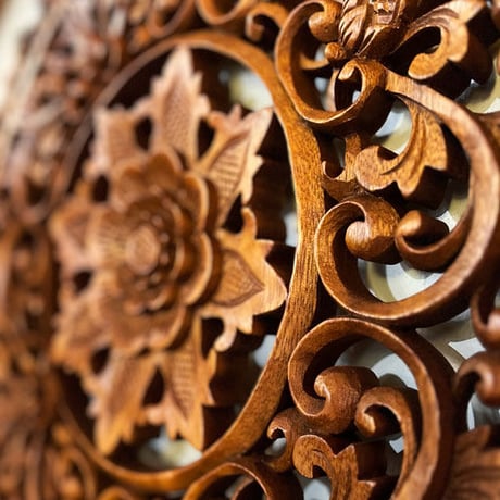 バリ島　木彫りパネル　ウッドレリーフ　50cm