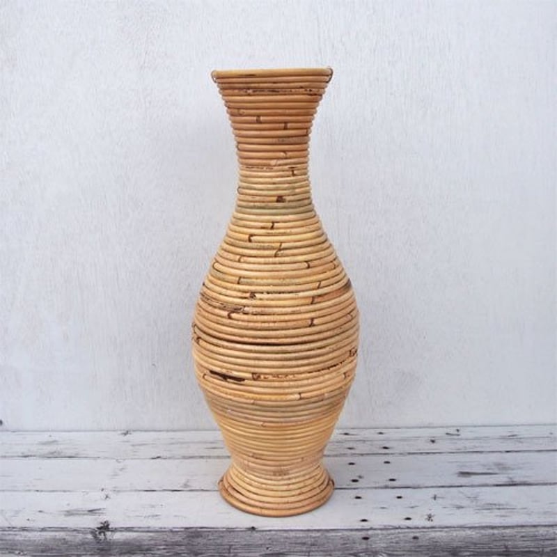70s 花瓶 ラタン アメリカ フラワーベース 70s 花瓶 ラタン アメリカ