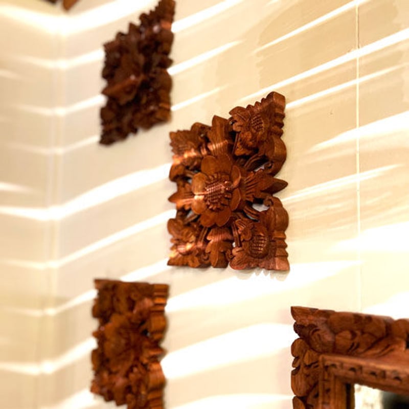 ウッドレリーフ BUNGA N バリ島 木彫りパネル | インテリアショップPasar