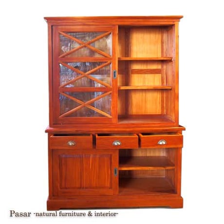 キャビネットNOVA　食器棚　キッチン収納　ガラスキャビネット