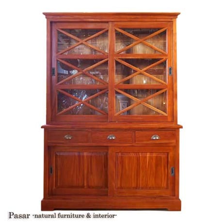 キャビネットNOVA　食器棚　キッチン収納　ガラスキャビネット