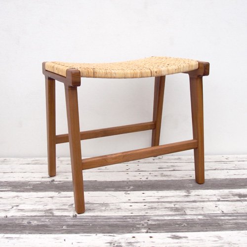 チーク　スツール チーク＆ラタンのスツール 玄関イス ダイニングチェア リゾート