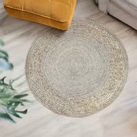 ウォーターヒヤシンスとシーグラスのラグ　φ100-120(cm)