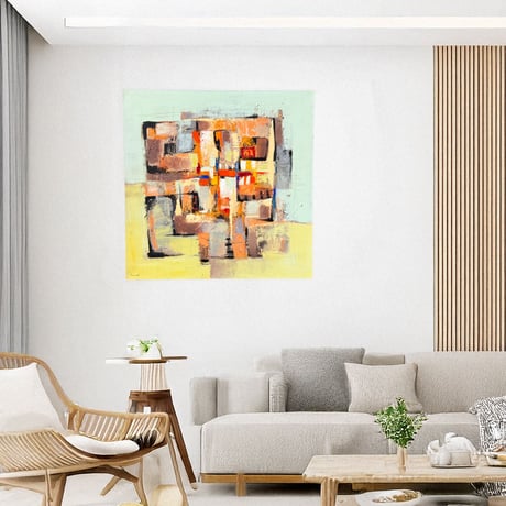 モダンバリアート　スクエアグリーン 100×100(cm)