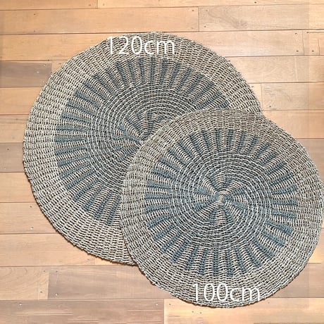 シーグラスのラウンドラグ　φ100-120(cm)