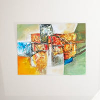 パステルトーンのモダンバリアート　モスグリーン 60×80(cm)