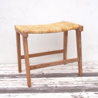 チーク＆ラタンのスツール 玄関イス ダイニングチェア リゾート家具