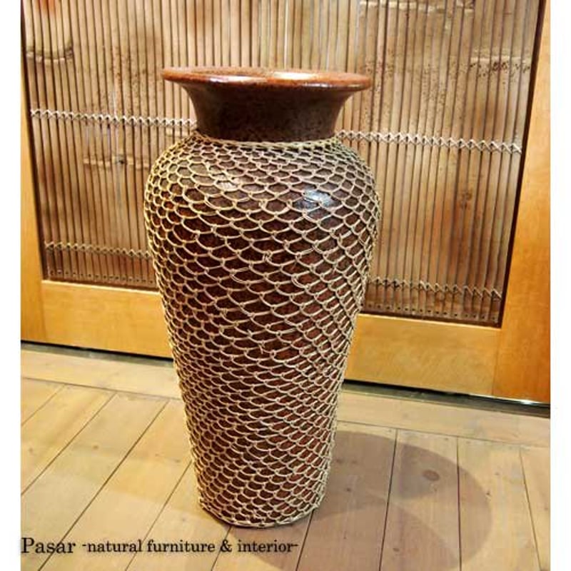 テラコッタフラワーベース ラタンブラウン | インテリアショップPasar