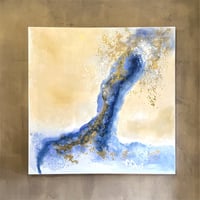 モダンアート　BLUE＆GOLD 100×100cm