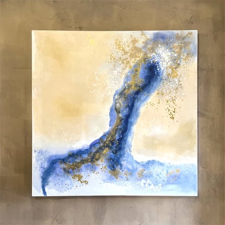 モダンアート　BLUE＆GOLD 100×100cm
