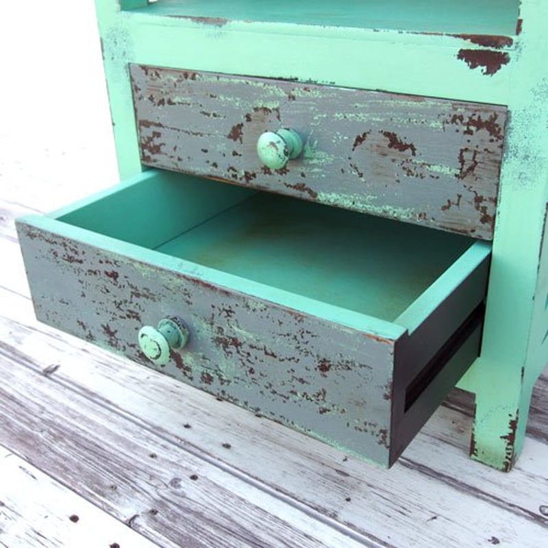 アンティーク グリーンキャビネット