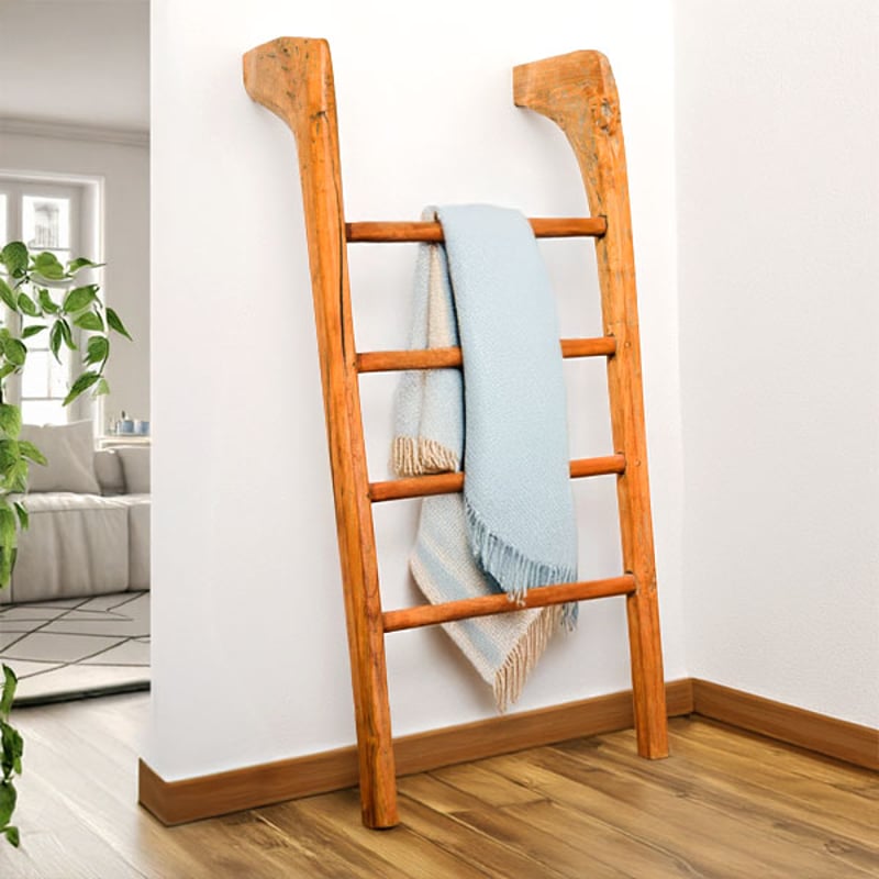 オールドチークの大きなラダー ハンガー オブジェ | インテリア