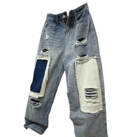 ダメージパッチワーク デニムパンツ