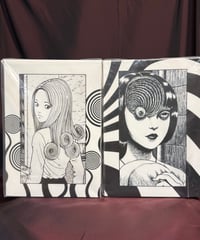 伊藤潤二/うずまき・五島桐絵と黒谷あざみセット(白黒ver)