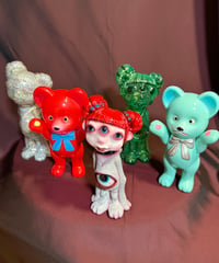 悪玉菌製造工場MeeeeeYO・エムズ乙女座®️セルロイド風クマちゃんソフビ人形/五点セット