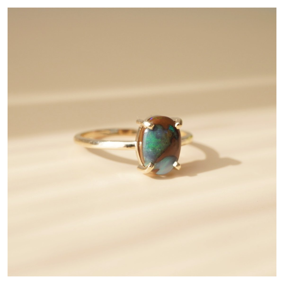 ERIKOcreation K10 ボルダーオパールリング 12号 K10 天然ボルダーオパールリング （選べるサイズ） 原石から磨いた1点
