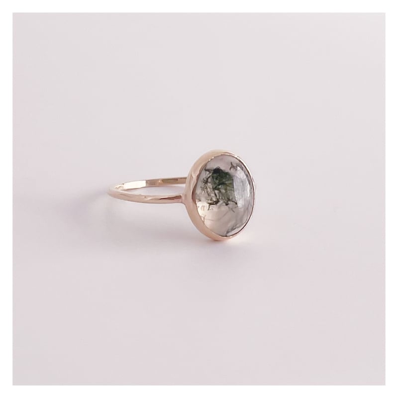 agete K10モスアゲートリング 11号 agete k10 YG モスアゲート リング 11号 - メルカリ