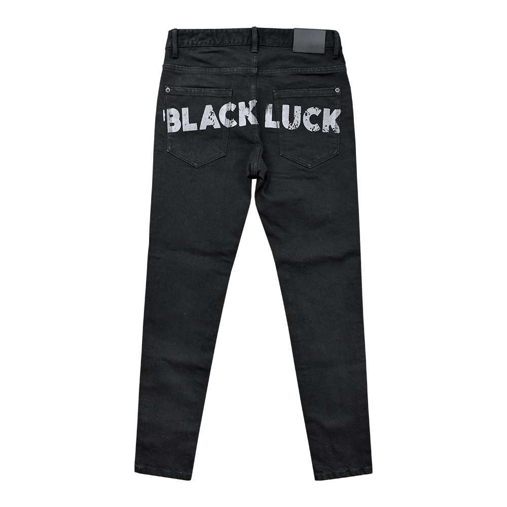 CLAW MARKS DENIM PANTS - BLACK | BLACK LUCK