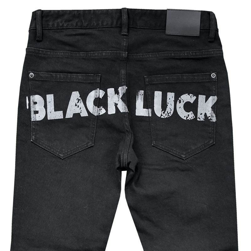 CLAW MARKS DENIM PANTS - BLACK | BLACK LUCK