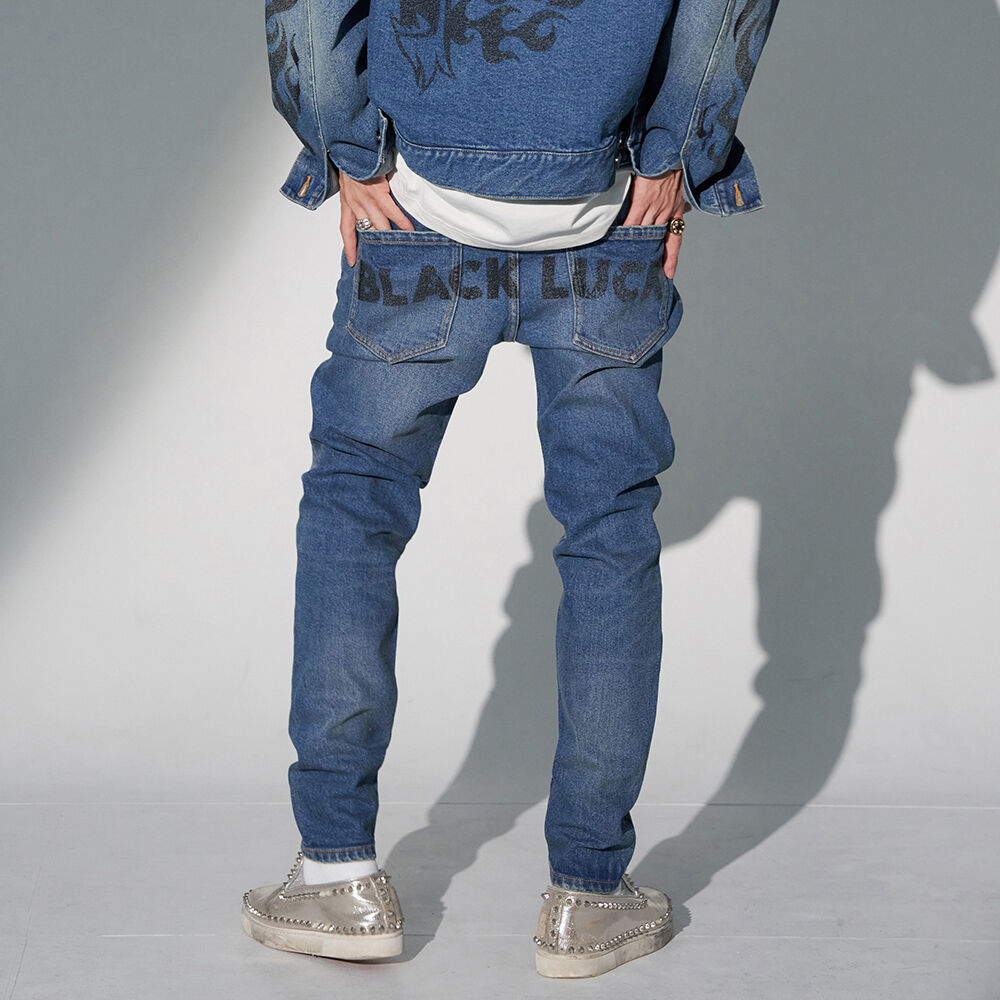 CLAW MARKS DENIM PANTS - INDIGO | BLACK LUCK