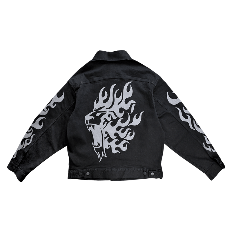 LION DENIM BLOUSON - BLACK | BLACK LUCK