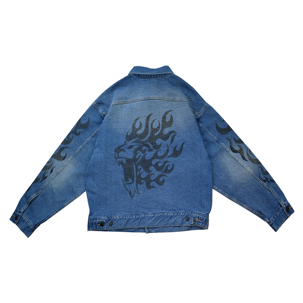 LION DENIM BLOUSON - INDIGO | BLACK LUCK