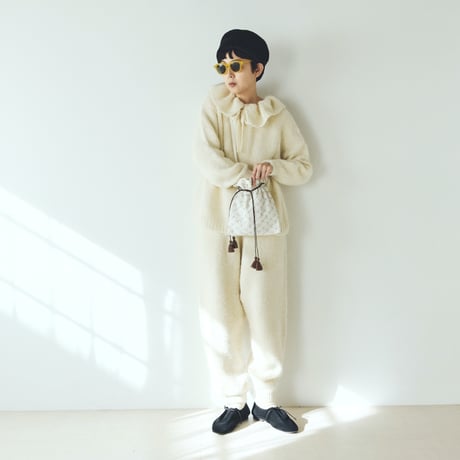 BUNON ＆ fofofofa embroidery drawstring bag / WHITE