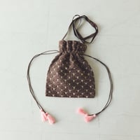 BUNON ＆ fofofofa embroidery drawstring bag / CHOCOLATE