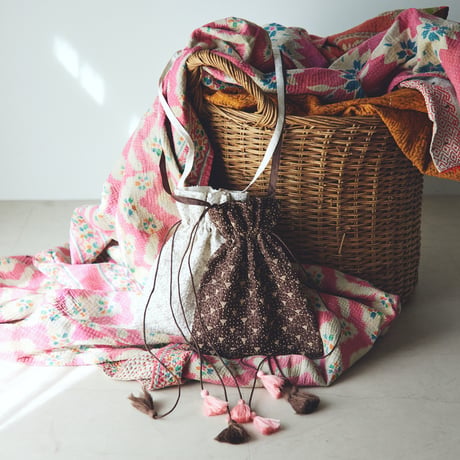 BUNON ＆ fofofofa embroidery drawstring bag / WHITE