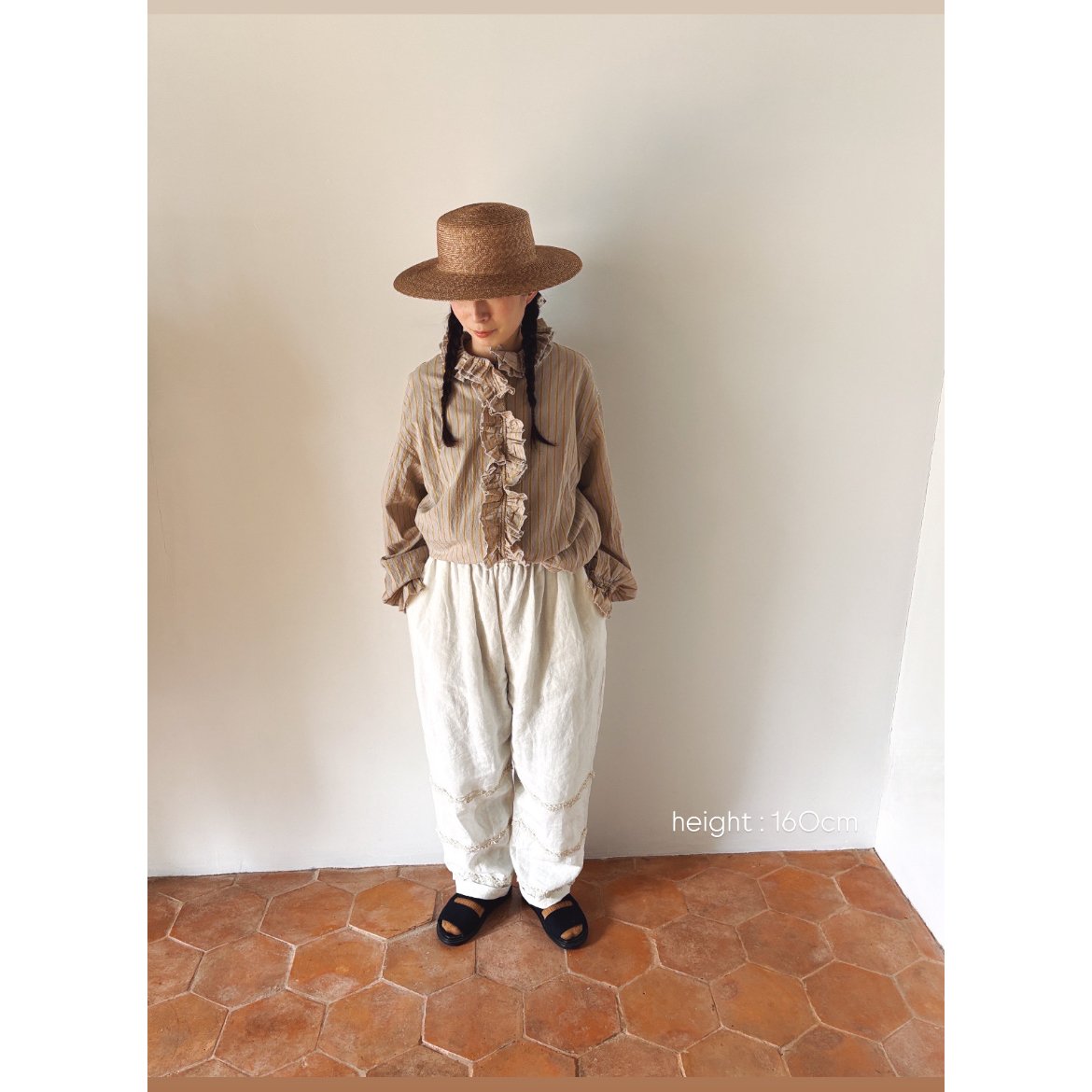 週末価格！fofofofa　LEI BLOUSE　 BLACK STRIPE 週末価格！fofofofa LEI BLOUSE BLACK STRIPE