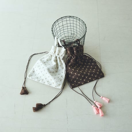 BUNON ＆ fofofofa embroidery drawstring bag / WHITE