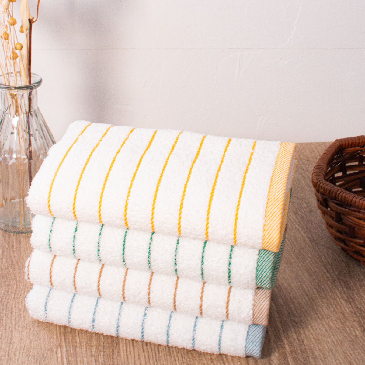 ムコタオル ピンボーダー フェイスタオル【1枚】 | muko and