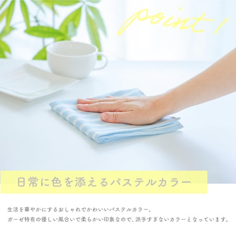ムコタオル 2重ガーゼ ボーダー ハンドタオル4枚セット
