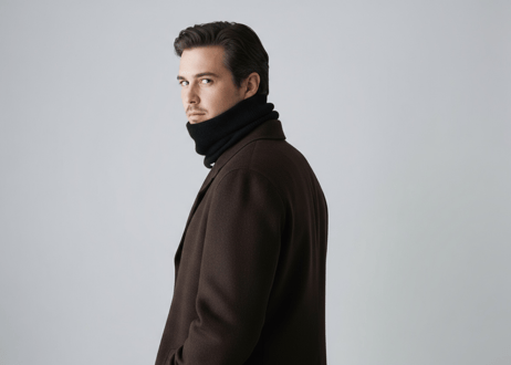 日本製　究極ベビーカシミヤ100％ スヌード リバーシブル elalto（エルアルト）BLACK/BEIGE