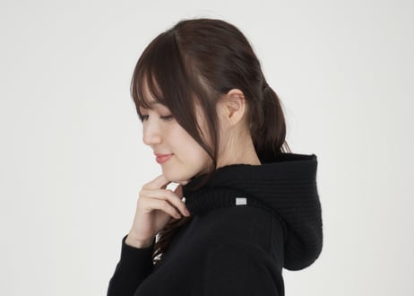 日本製　カシミヤ100% フーディスヌード(バラクラバ) el alto エルアルト BLACK